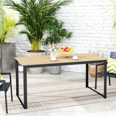 Outsunny Garden Table For 6 People With Slatted Table TopMetal FrameTeak from B&Q