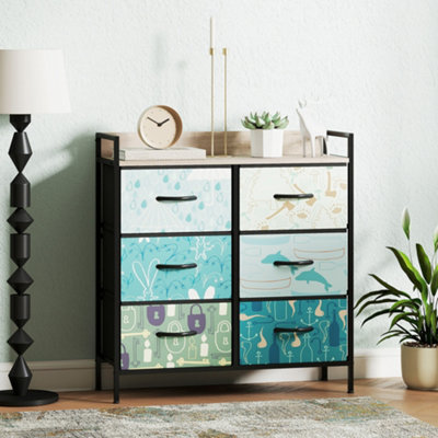 Homcom 6-Drawer Chest Of Drawers, Fabric Dresser With Open Shelf, Blue