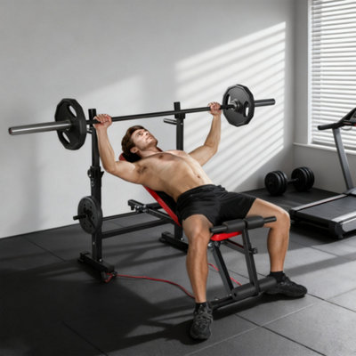 B&Q -  Adjustable Weight Bench With Rack And Dip Stand 420Kg Capacity