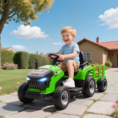Aiyaplay Ride On Tractor And Trailer12V Electric Ride On TractorGreen from B&Q