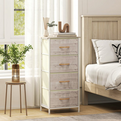 Homcom Fabric Chest Of Drawers4 Drawer Dresser For BedroomNatural Wood from B&Q