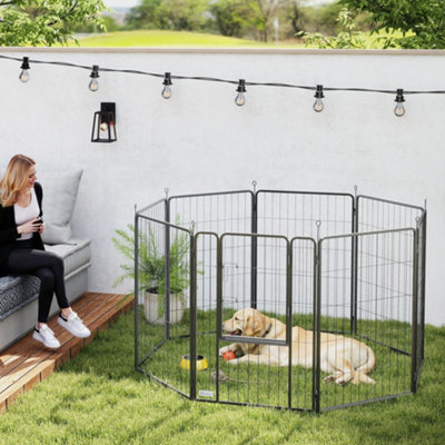 Pawhut 8 Panels Heavy Duty Dog Playpen With Door Indoor Outdoor, 100Cm High - Image 7