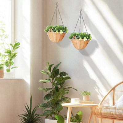 B&Q -  Artificial Flowers In Basket Set Of 2 With Pe Leaves And 18 Flowers