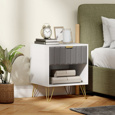 Homcom Bedside Drawers Modern Bedside Cabinet With Drawer And HandleWhite from B&Q