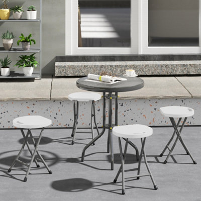 B&Q -  Folding Stool Set Of 4Decorative Garden Stool SetWhite
