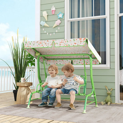 B&Q -  Kids Garden Swing ChairSwing Seat With Adjustable CanopyGreen