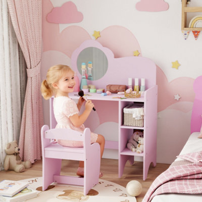 AIYAPLAY Kids Dressing Table With Mirror - Stool - Vanity Table - Purple  | TJ Hughes - Image 6