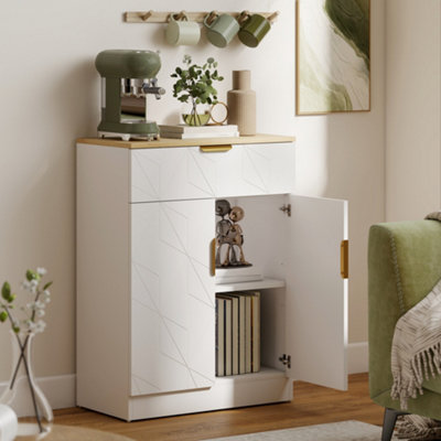 B&Q -  Sideboard Storage Cupboard With Drawer For Living Room Entryway White