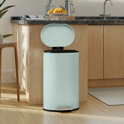 B&Q -  Slim Rectangular Pedal Bin With Soft-Close Lid30L Kitchen Bin Green