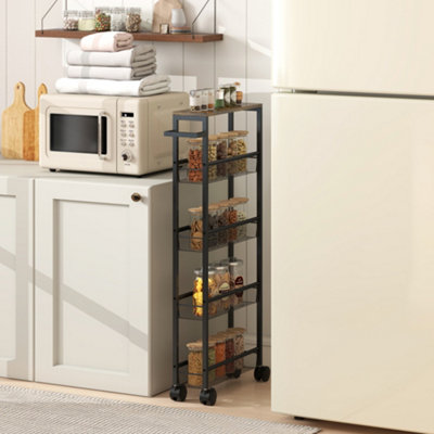 B&Q -  Rolling Kitchen TrolleySlim Storage Cart With Metal FrameHandle