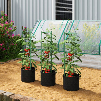 B&Q -  3 Packs Tomato Cages With 83.7L Grow Bags120Cm Plant Stakes