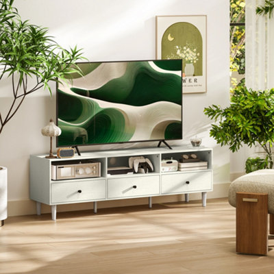 Homcom Tv Unit, Tv Cabinet For Up To 75", With Drawers, Shelves, White