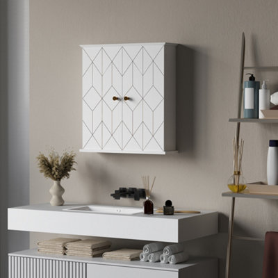 Homcom White Bathroom Wall Cabinet, Wall Cupboard With Adjustable Shelf,