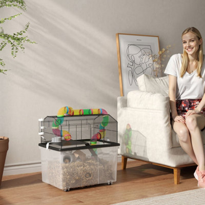Pawhut Hamster Cage With 31Cm Deep TrayTube58 X 43 X 57Cm from B&Q