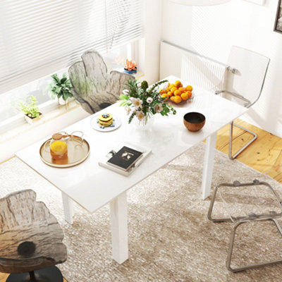 Homcom White Extendable Dining Table, Seats 4-6 People, High Gloss - Image 5
