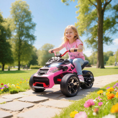 B&Q -  12V Kids Electric Ride On CarBattery Powered Ride On AtvPink