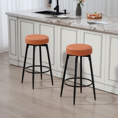 Homcom White Swivel Bar Stools Set Of, Pu Leather Barstools With Footrest Size 2