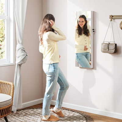 Homcom Door Hanging Or Wall Mounted Jewellery Cabinet W/ Mirror Pink Lining from B&Q
