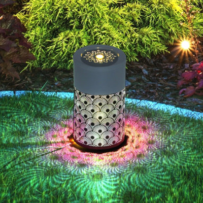 Outsunny Light/Grey Outdoor Waterfall Fountain Water Feature With Led,