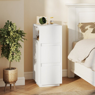 Homcom Unisex White Slim Bedside Table, Bedside Cabinet With Open Shelf And 2 Drawers In 30Cm - Image 8