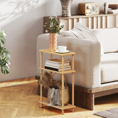 Homcom Unisex Natural 3-Tier Slim End Table, Tool-Free Assembly, Wood Finish - Image 8