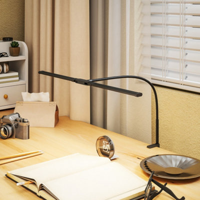 B&Q -  Double Head Table Lamp With 3 Colour Modes & 10 DimmableBlack