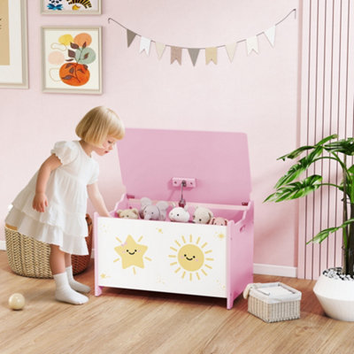 Toy Box with Lid Safety Hinges for Kids Nursery Bedroom Pink - Image 11