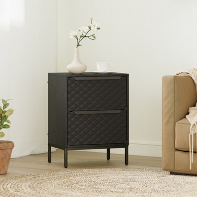 Rackhams Black Chest Of Drawers, Dresser With 2 Fabric Drawers And Aluminium Handles - Image 3