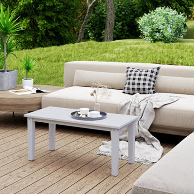 Outsunny Hdpe Rectangle Garden Coffee TableSlatted Outdoor TableWhite
