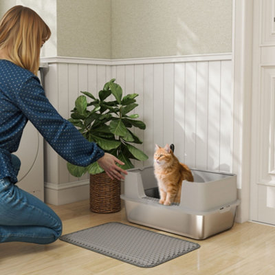 Cat Litter Tray Steel High Sided Stainless Scoop Home Care - Image 4
