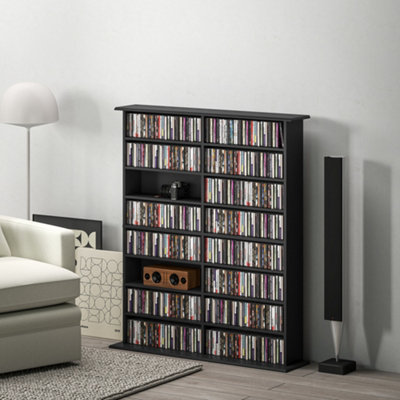 B&Q -  Cd Storage Unit Dvd Tower Blu-Ray Storage Shelf For OfficeBlack