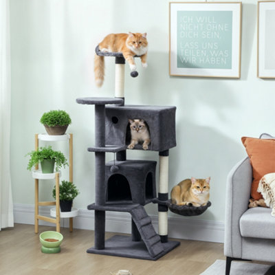 B&Q - 140Cm  Cat Tree With Sisal Scratching PostsCat HousesDark Grey