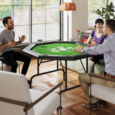 Rackhams Green 8 Player Foldable Poker Table With Cup Holders, - Image 5