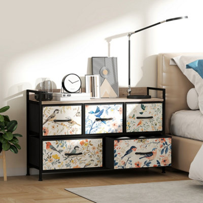 Homcom 5-Drawer Chest Of Drawers, Fabric Dresser, White