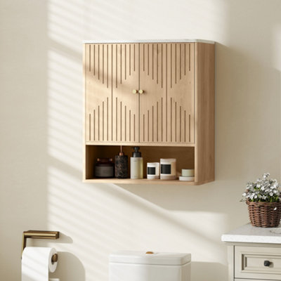 B&Q -  Bathroom Wall Cabinet With Adjustable Shelf And Open ShelfOak