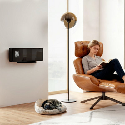 Homcom Unisex Black 2000W Ceramic Electric Heater With Fan, Wall Mounted In - Image 9