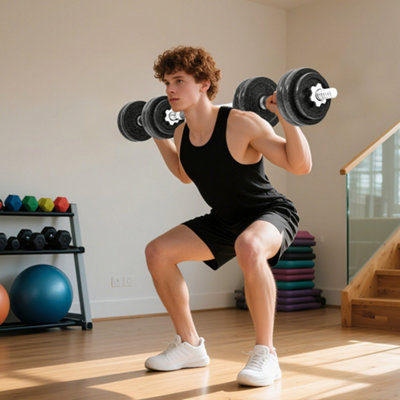 Sportnow 2-In-1 Adjustable Dumbbells Set30Kg Weights Dumbbells Set from B&Q