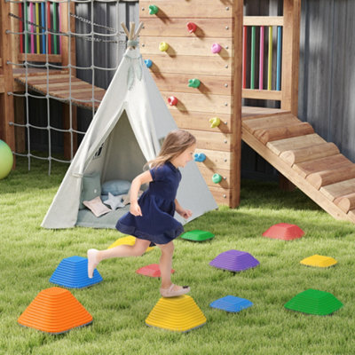 Bobobiy Balance Stepping Stones For Kids, 11-Piece Non-Slip Stackable River Stones, Obstacle Courses For Balance And Motor Skill - Multi-Colour - Image 7