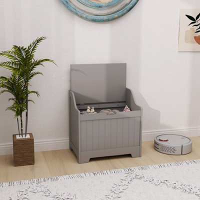 Homcom Storage Trunk With Safety Hinge For Living Room, 56.4Cm, Grey