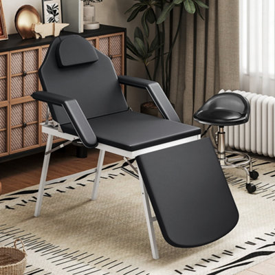 Homcom 3 Section Adjustable Massage Table, Beauty Bed For Spa, Lash, Black