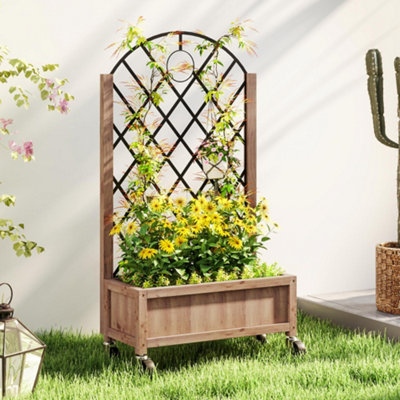 Outsunny Raised Garden Bed with Trellis - Image 3