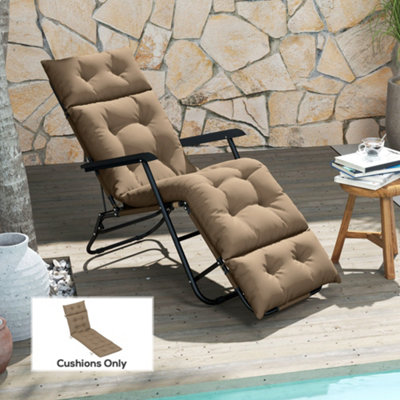 Outsunny Sun Lounger Cushion - Khaki, Brown - Polyester, 10cm Thick - Image 3