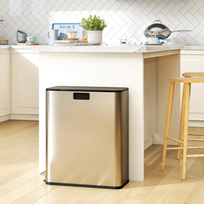 B&Q -  56L Dual Kitchen Bin With Removable Inner Buckets For Recycling And Waste