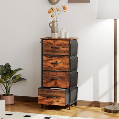 B&Q -  Fabric Chest Of Drawers4 Drawer Dresser For BedroomRustic Brown