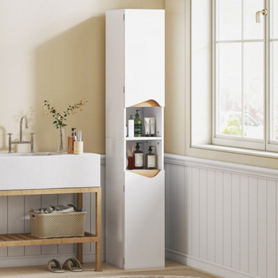 Rackhams White Tall Slim Bathroom Cabinet With 2 Doors, 2 Shelves - Image 10