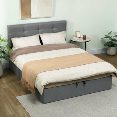 B&Q -  Upholstered Ottoman Bed5Ft King Storage Bed FrameGrey