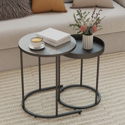 Homcom Nesting Side Table Set Of 2Industrial Round Nest Of TablesGrey from B&Q