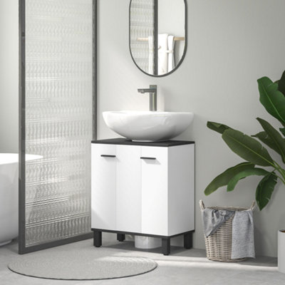 B&Q -  Bathroom Under Sink Cabinet With Adjustable Shelf High Gloss White