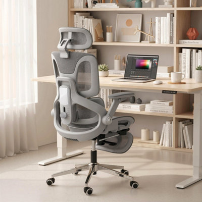 Homcom Ergonomic Office Chair, Mesh Desk Chair With Lumbar Support, Footrest