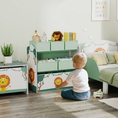 B&Q -  3-Tier Kids Storage Shelf With 6 Removable Fabric BoxesGreen